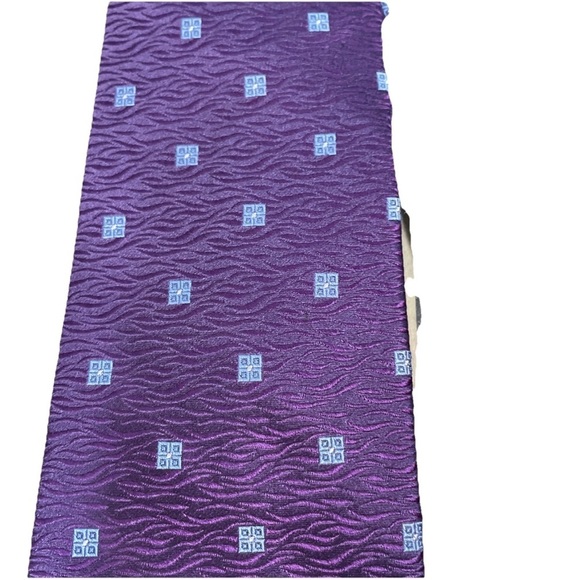 Beau Brummel Soho Men's Silk Tie Purple With Blue Squares 60x3.5" - Picture 2 of 4